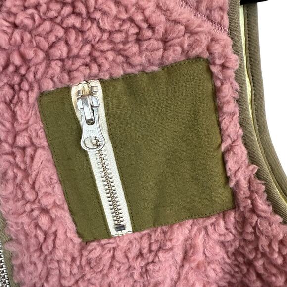 Sandy Liang Elan Faux Fur Fleece Wool Blend Cropped Sherpa Vest Italy Pink Small - Picture 4 of 10